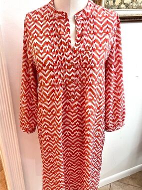 GAP Red and White Chevron Midi Dress